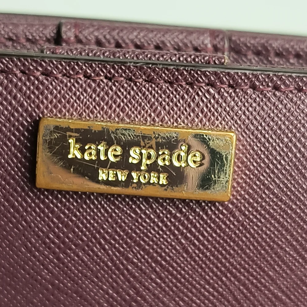 Kate Spade Folding Wallet Zip Snap Eggplant Vintage Y2K